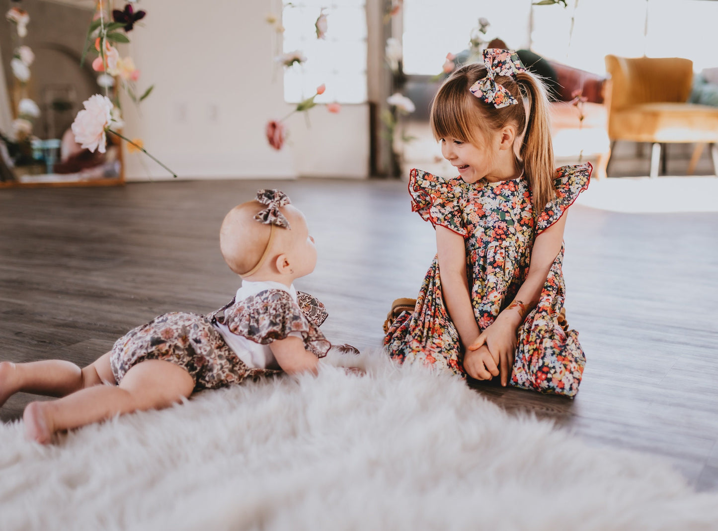 Ruffle Baby Girl Bubble Romper - Liberty of London Floral Print baby romper - First Birthday Gift - Christening Outfit - New Born gift