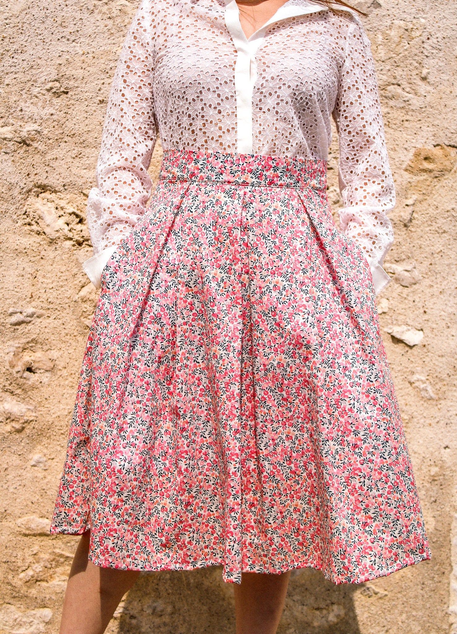 LIBERTY Plated Midi Skirt - Liberty of London Floral Print Fabric - Floral Midi Skirt - Liberty Cotton Tana Lawn - Liberty London Skirt