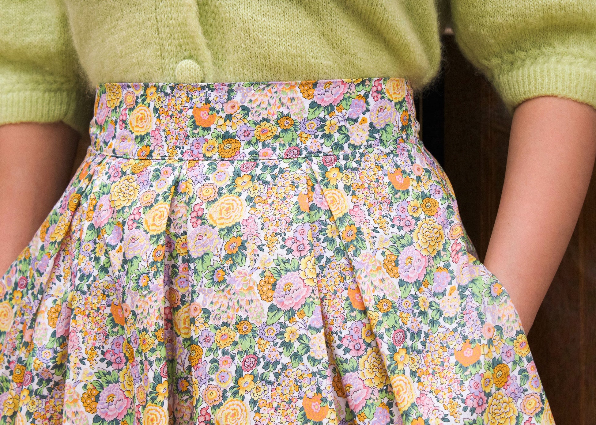 LIBERTY Plated Midi Skirt - Liberty of London Floral Print Fabric - Floral Midi Skirt - Liberty Cotton Tana Lawn - Liberty London Skirt