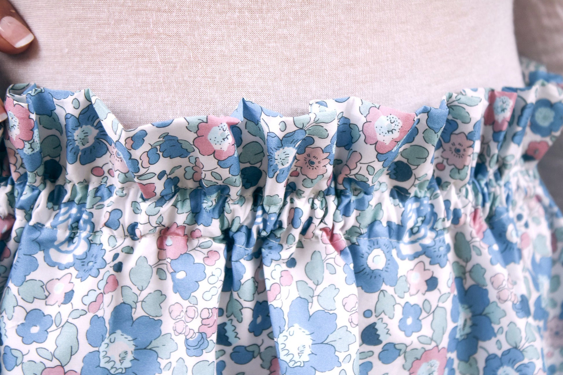 Woman Knee Length Skirt - Liberty of London Floral Skirt - Summer Cotton Floral Print Skirt - Ruffle Elastic Waist woman Tana Lawn Skirt