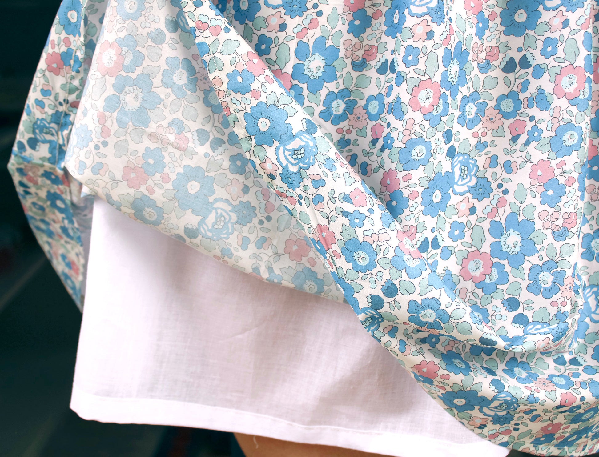 Woman Knee Length Skirt - Liberty of London Floral Skirt - Summer Cotton Floral Print Skirt - Ruffle Elastic Waist woman Tana Lawn Skirt