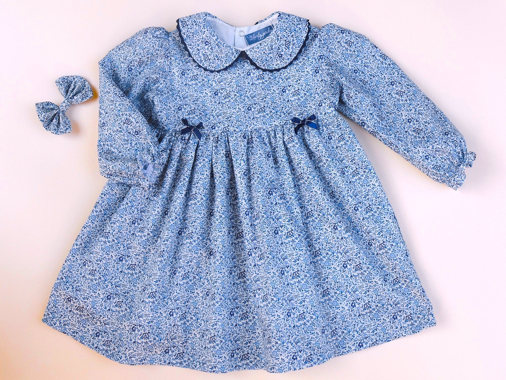 Peter Pan Collar Girl Dress - Liberty of London Floral Print dress - Christening Baby Girl Dress - First Birthday Dress - Cotton Tana Lawn