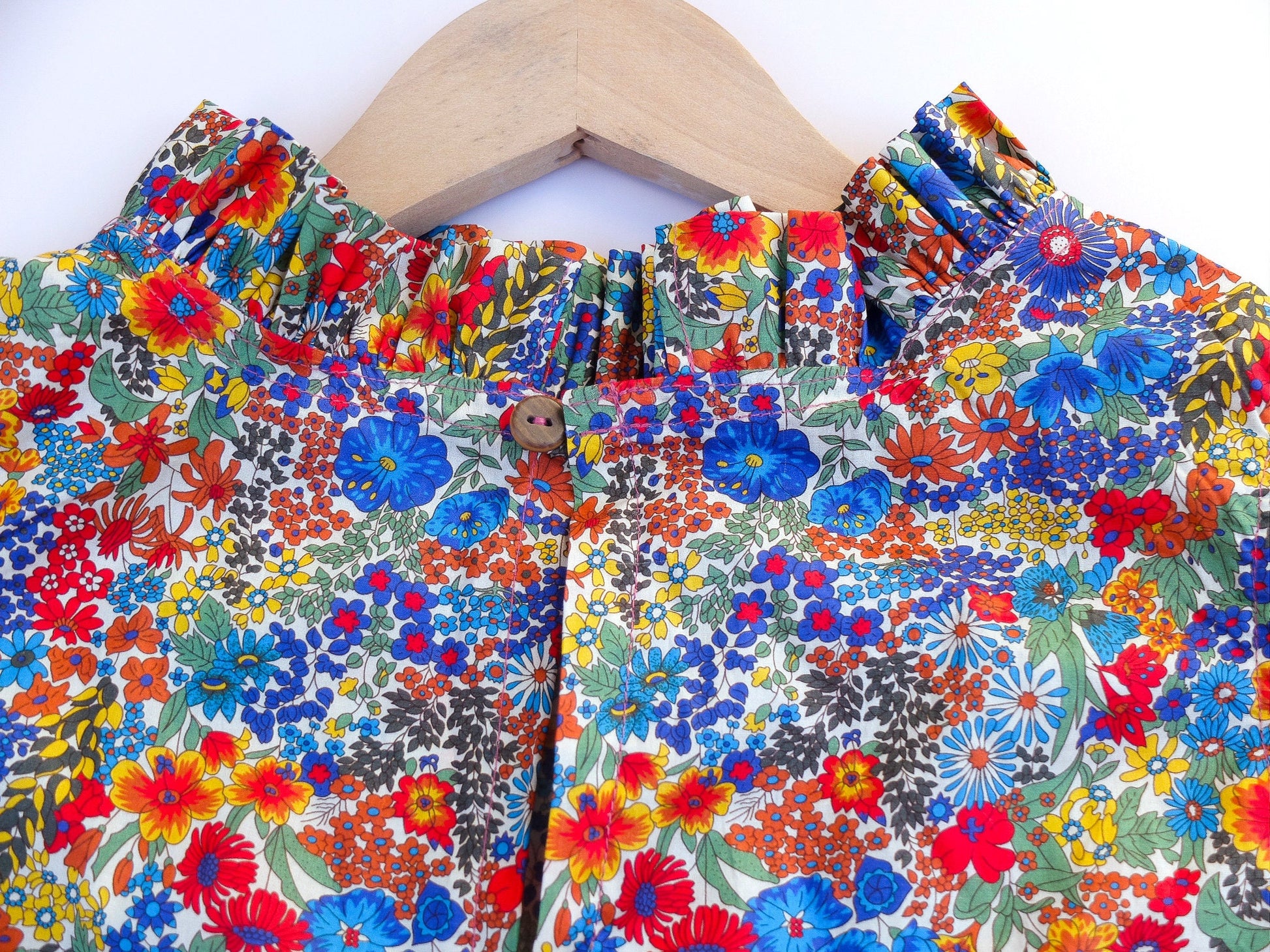 Ruffle Collar Girl Blouse - Liberty of London Floral Print Fabric - Sleeveless Girl Top - Ditsy Flower Blouse - Liberty London Print Fabric