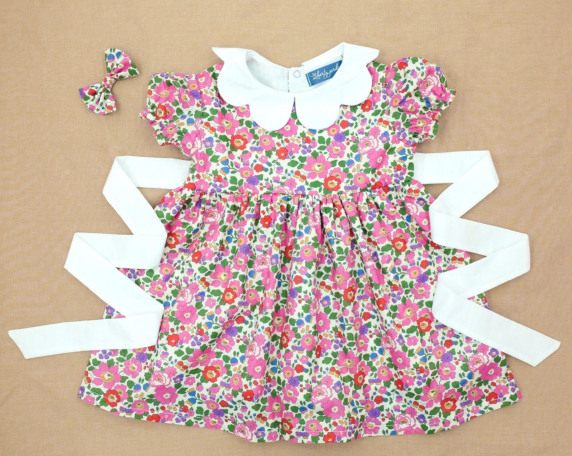 Liberty London dress - Floral Print Girl Dress - Baptism dress - christening dress- first birthday dress - Liberty London Tana lawn