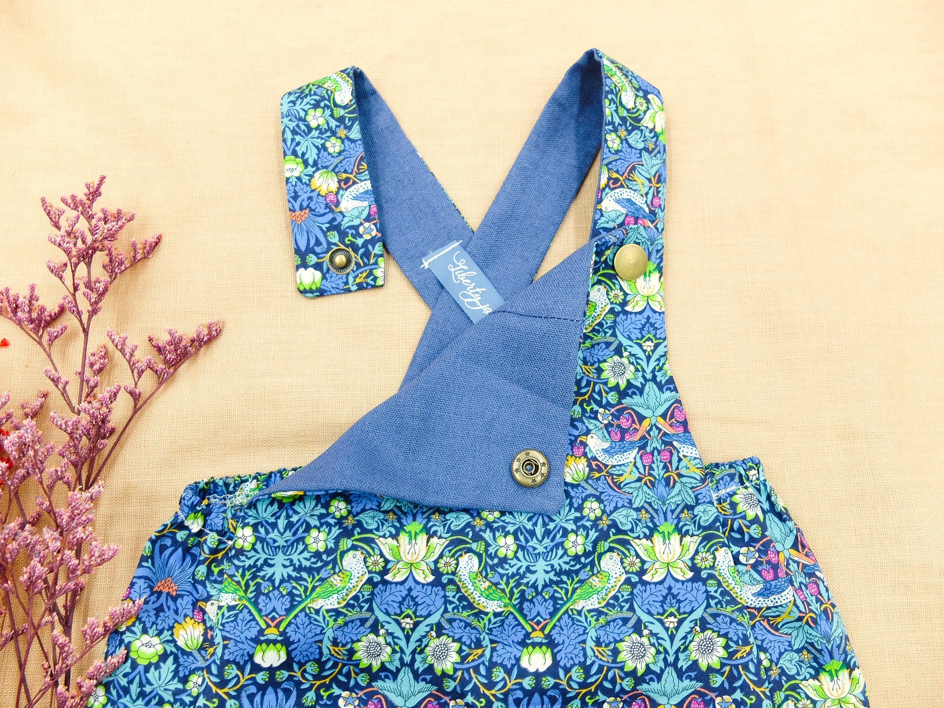 Suspender Unisex Baby Bubble Romper - Liberty of London Baby Bubble Romper - M and M bubbles - First Birthday - Christening Baptism Romper