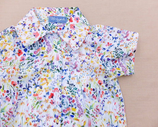 Liberty of London button through boy shirt organic cotton, floral animal print, wedding baptism christening boy outfits back to school first birthday boy gift classic boy shirt long sleeves short sleeves, eastern thanksgiving halloween Christmas gift