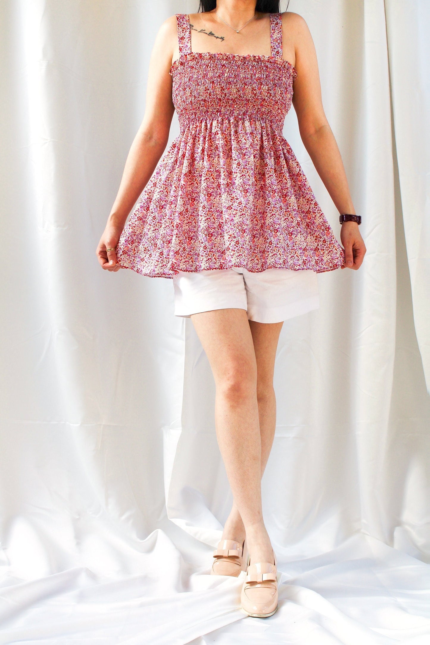 SAMPLE SALE Liberty London women smock summer top floral print blouse cotton silky tana lawn silky cotton tana lawn