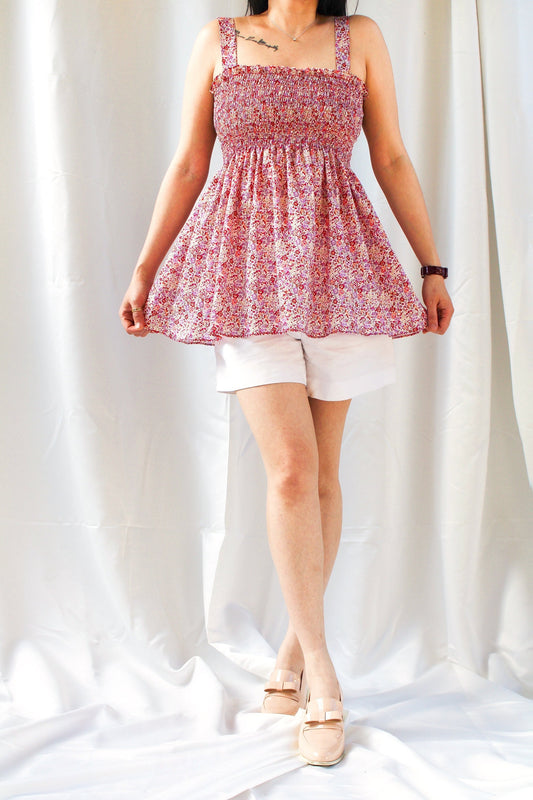 SAMPLE SALE Liberty London women smock summer top floral print blouse cotton silky tana lawn silky cotton tana lawn