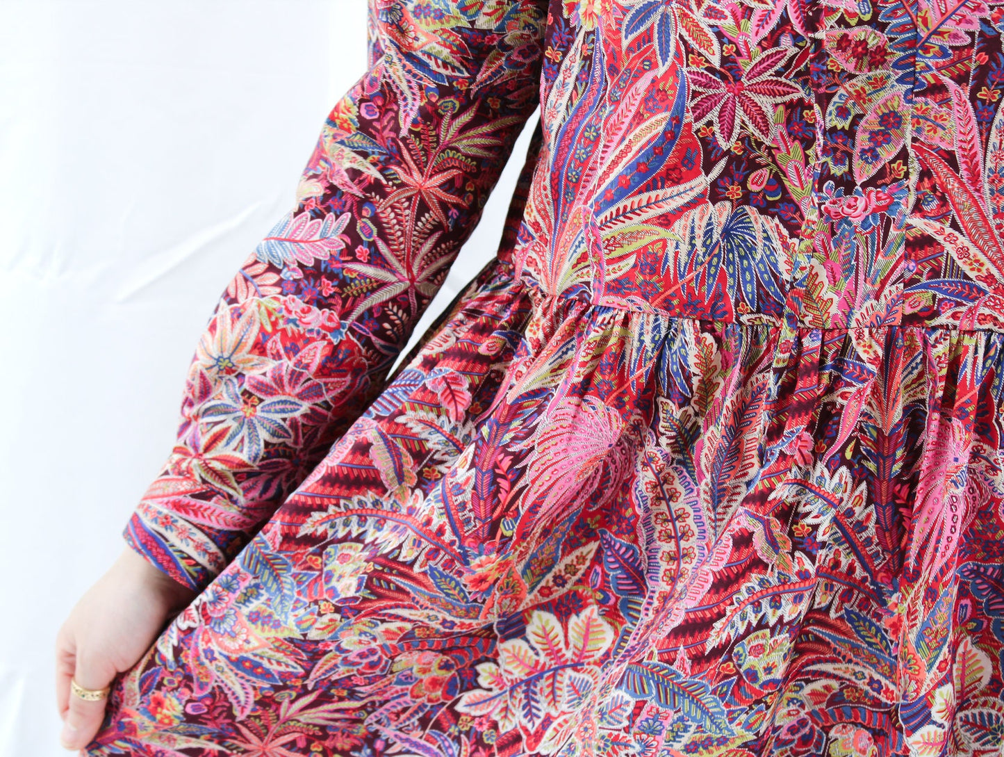 SAMPLE SALE Liberty London women shirt dress long sleeves loose fit floral print cotton silky tana lawn silky cotton tana lawn