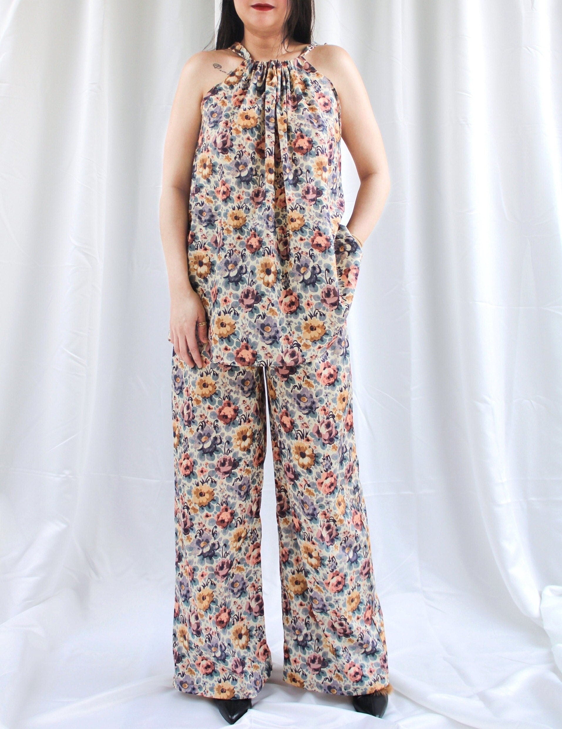 LIBERTY Woman Palazzo Pants - Liberty of London cotton wide leg pants - Liberty Pajama Pants - Liberty Floral Print Fabric - Lounge Pants