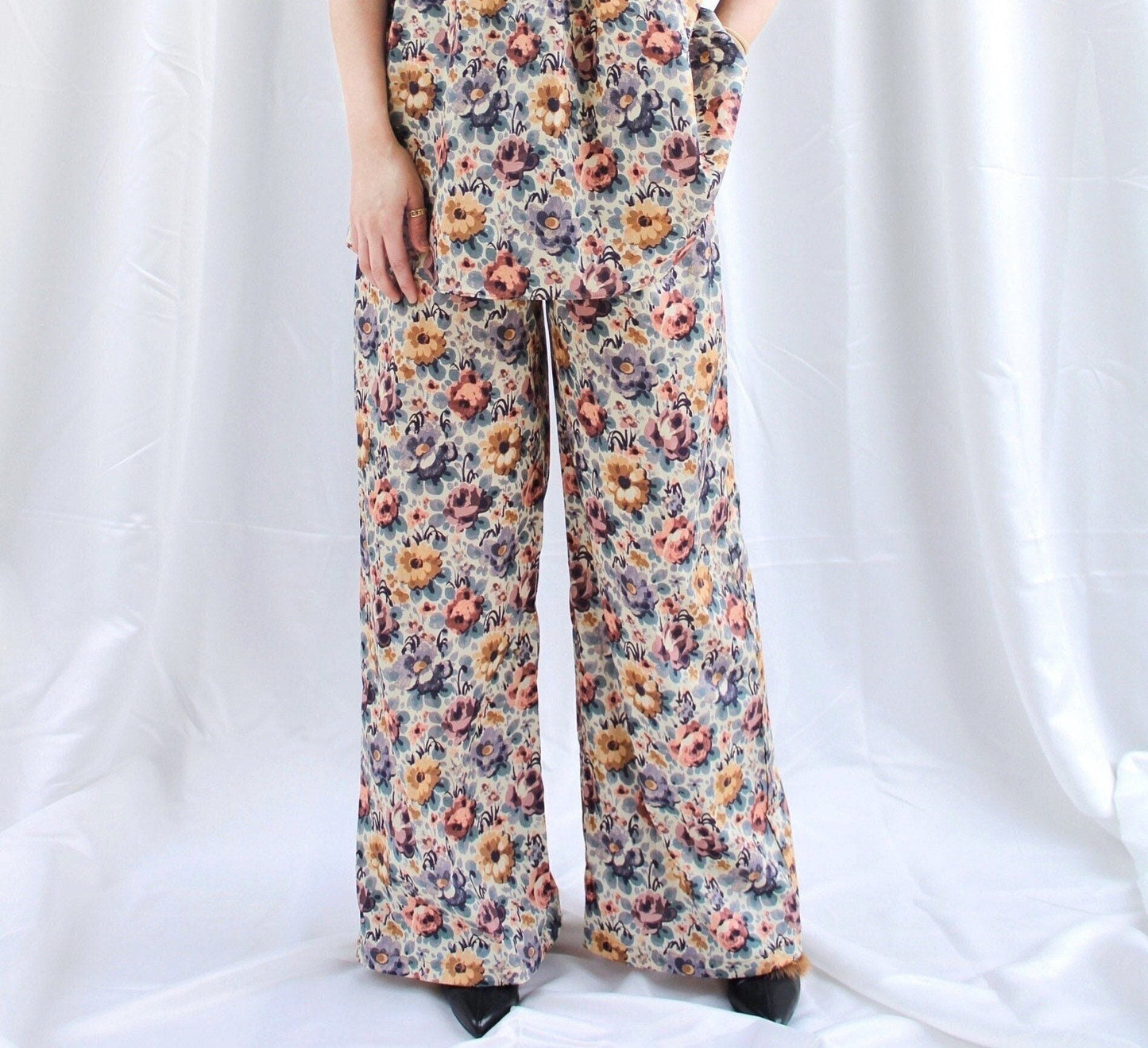 SAMPLE SALE Liberty London women palazzo pants wide legs floral print cotton silky tana lawn silky cotton tana lawn