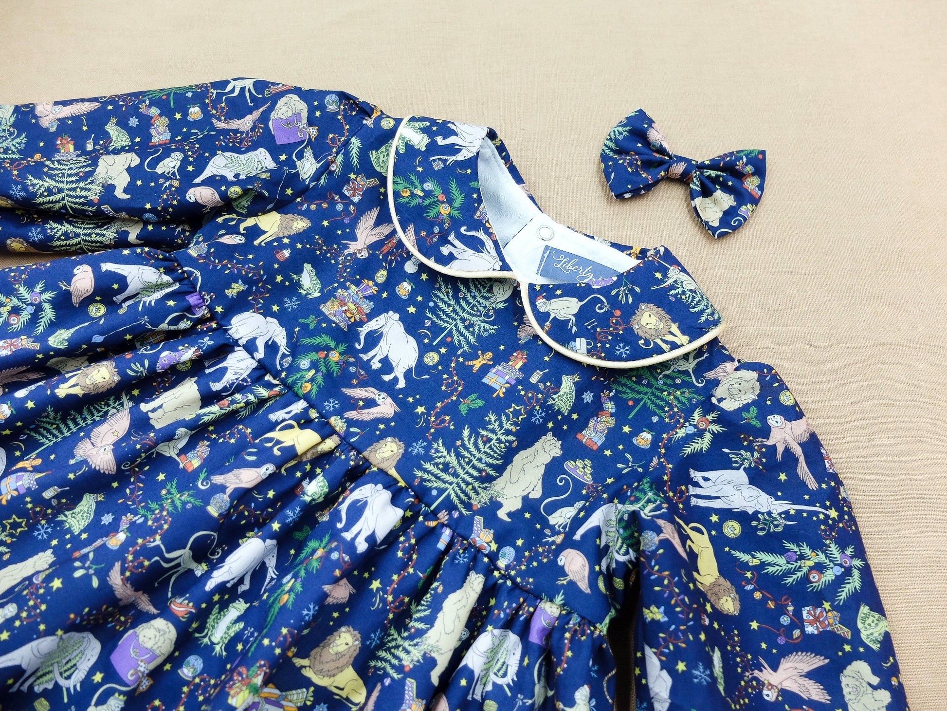 CHRISTMAS girl dress - Liberty of London Christmas dress - Christmas gift - Peter Pan Collar - Long Sleeve Girl Dress - Liberty Print Fabric