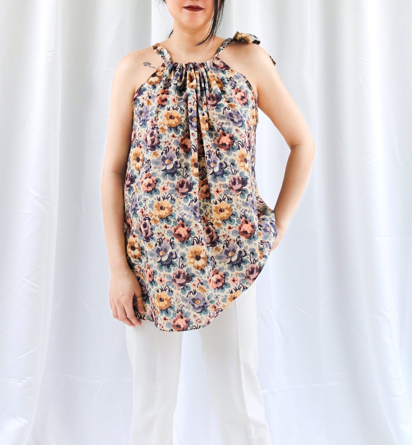 SAMPLE SALE Liberty London women smock summer top floral print blouse cotton silky tana lawn silky cotton tana lawn