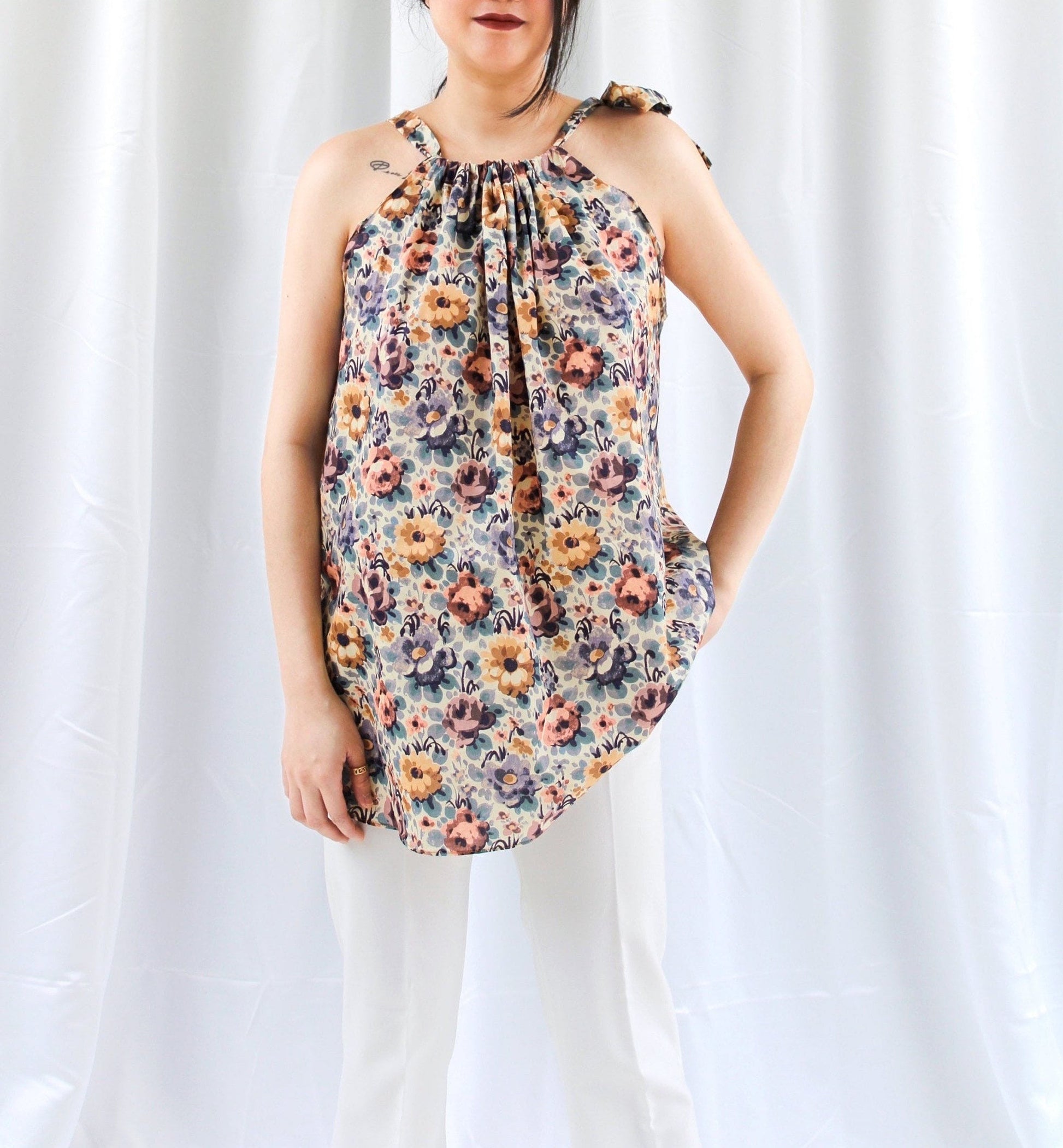 SAMPLE SALE Liberty London women smock summer top floral print blouse cotton silky tana lawn silky cotton tana lawn