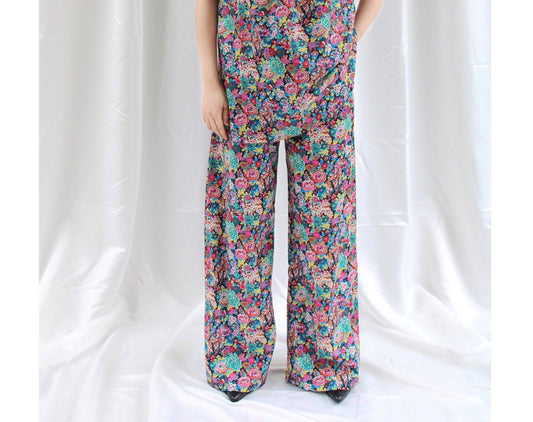 Liberty London Women Palazzo Pants Floral Print Wide Leg Pants With Pockets