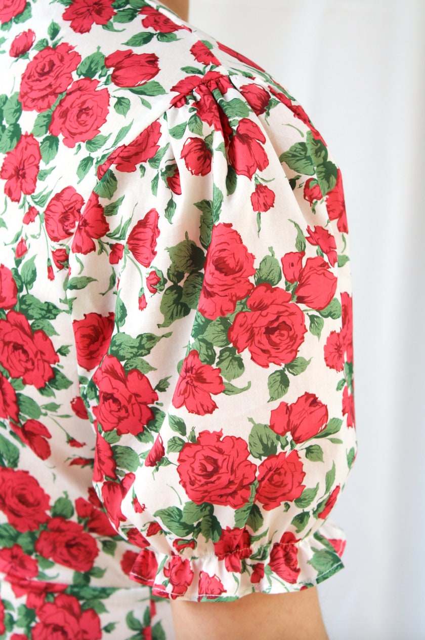 SAMPLE SALE Liberty London women wrap midi dress short puffy sleeves floral print cotton silky tana lawn