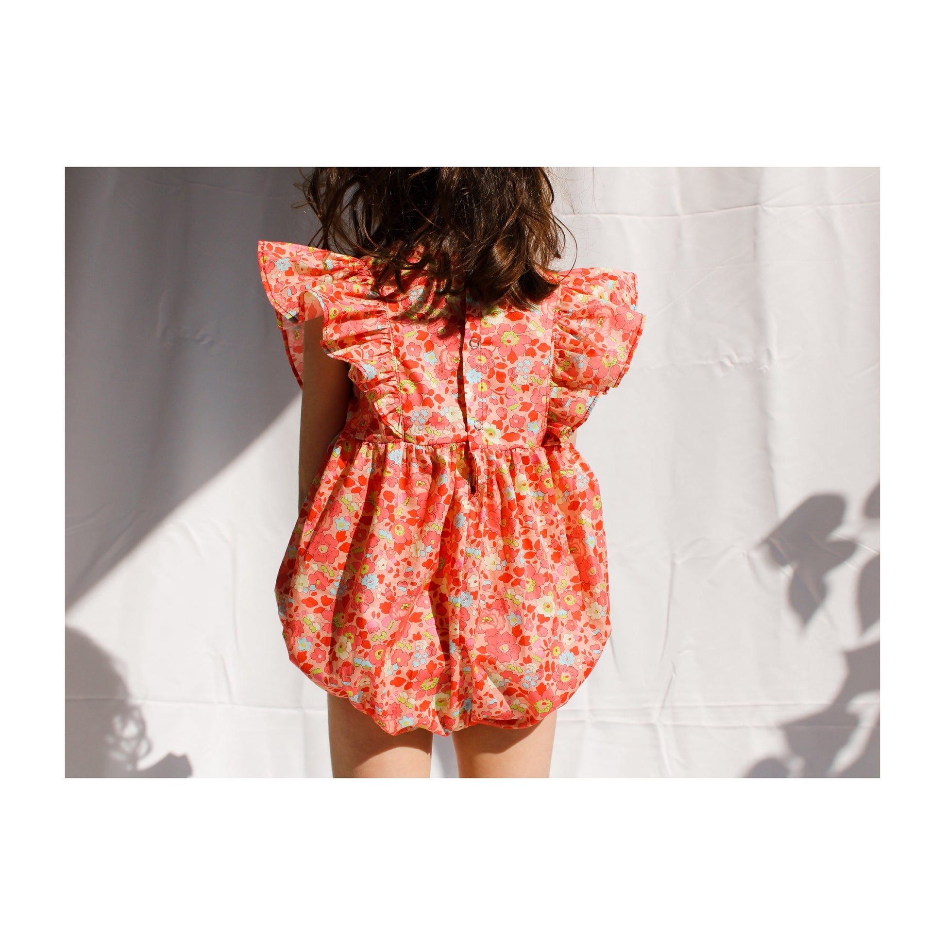 Ruffle Baby Girl Bubble Romper - Liberty of London Floral Print baby romper - First Birthday Gift - Christening Outfit - New Born gift
