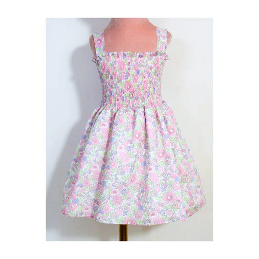 Liberty London dress - Floral Print Girl Dress - smock Liberty dress - shirred baby dress- summer girl dress - liberty floral print fabric
