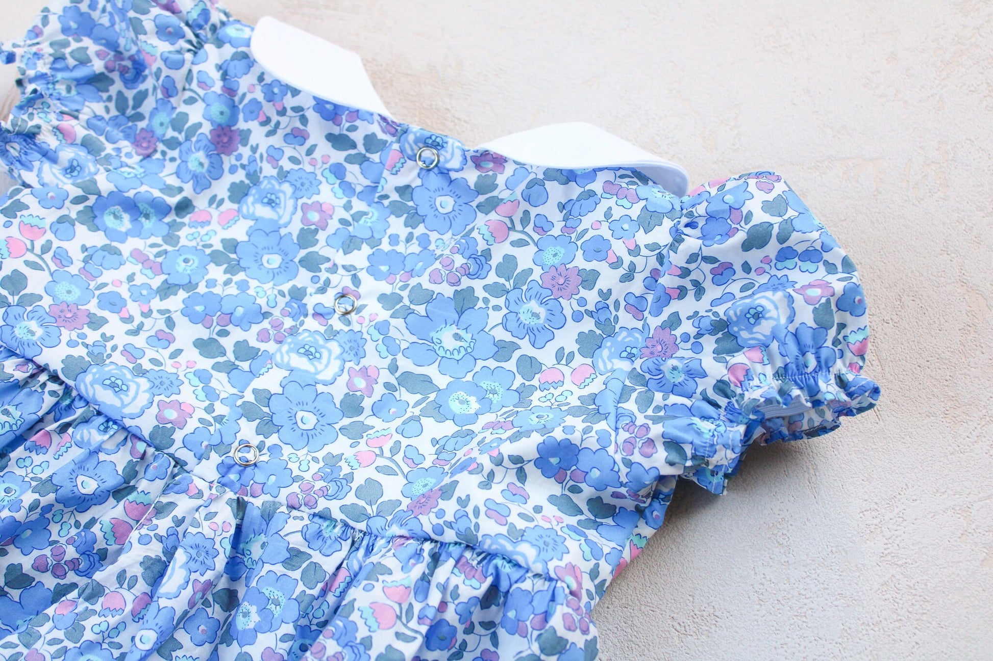 Peter Pan collar Bubble Romper - Liberty of London Floral Print baby romper - First Birthday Gift - Christening Outfit - New Born gift