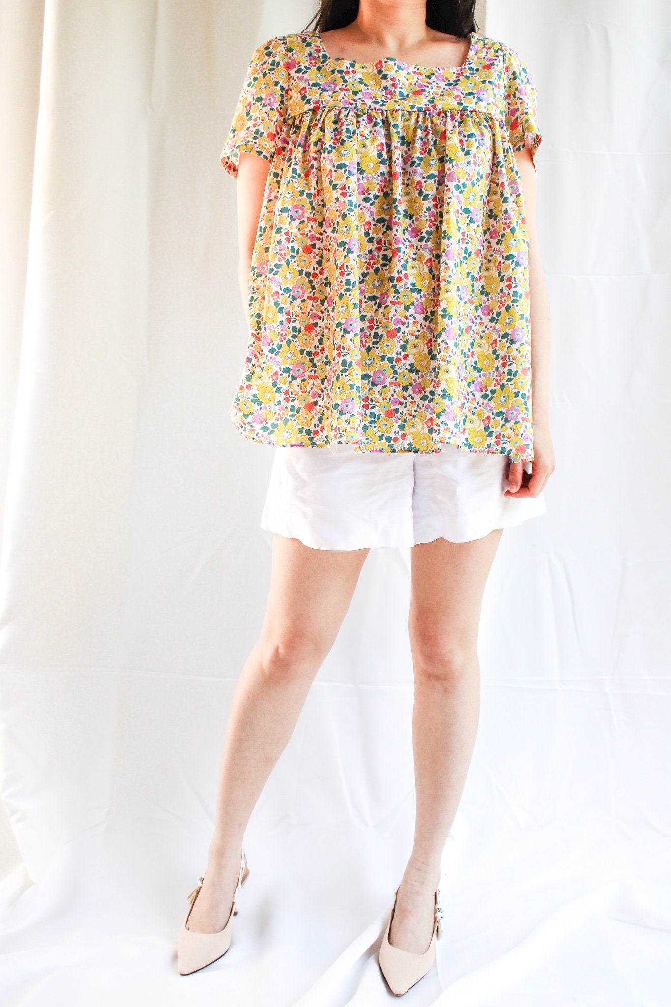 Liberty of London Woman Square Neck Blouse With Short Sleeves