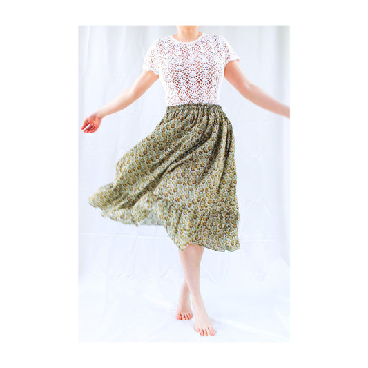 Liberty London Midi Elastic Ruffle Women Skirt With Pockets