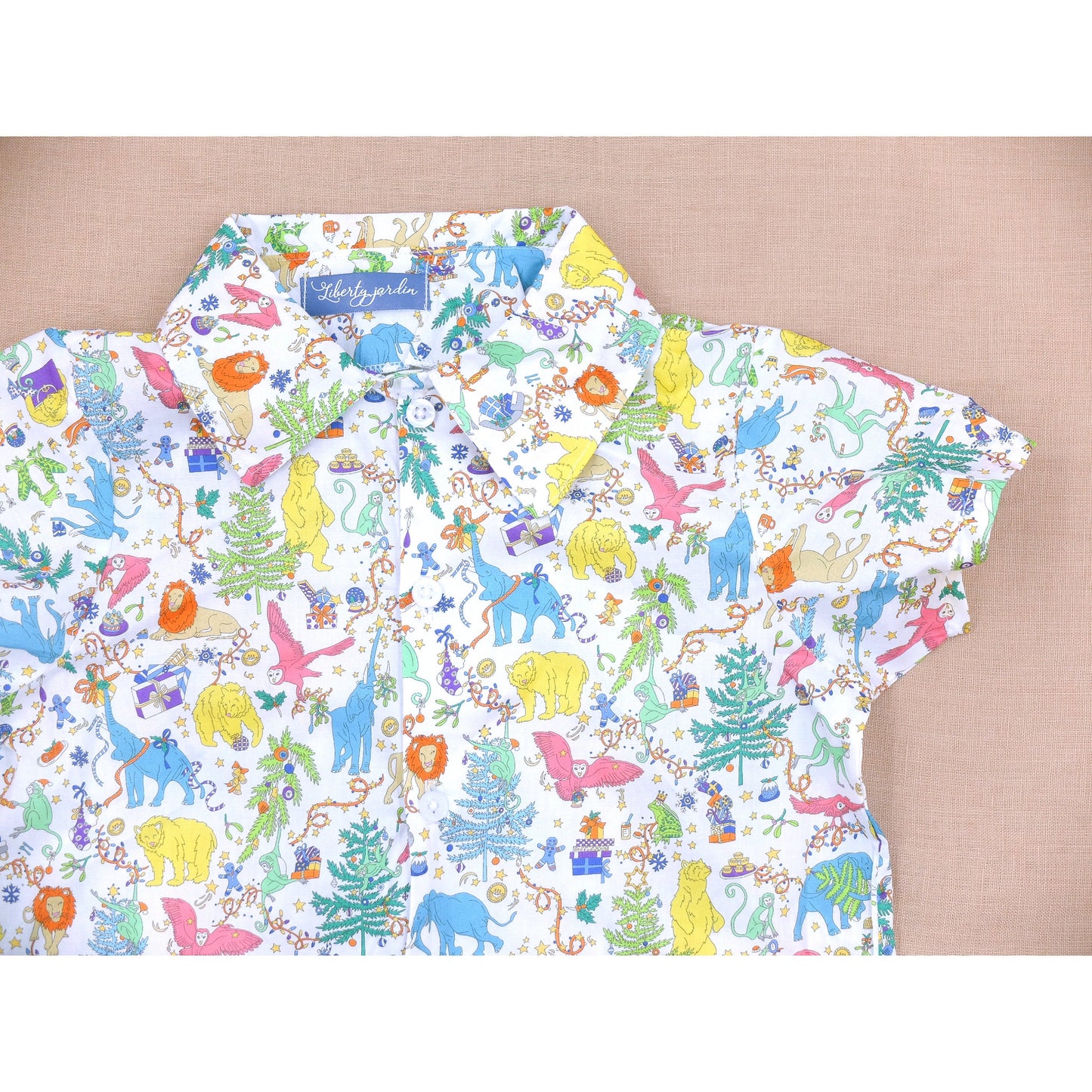 CHRISTMAS Boy Shirt - Liberty of London Button Up boy shirt - Xmas Short Sleeves Boy Shirt - Liberty Boy Clothes - Christmas gift for Boys