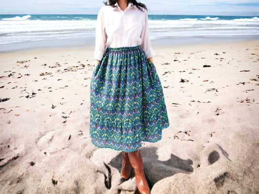 Liberty London Midi Elastic Ruffle Women Skirt With Pockets