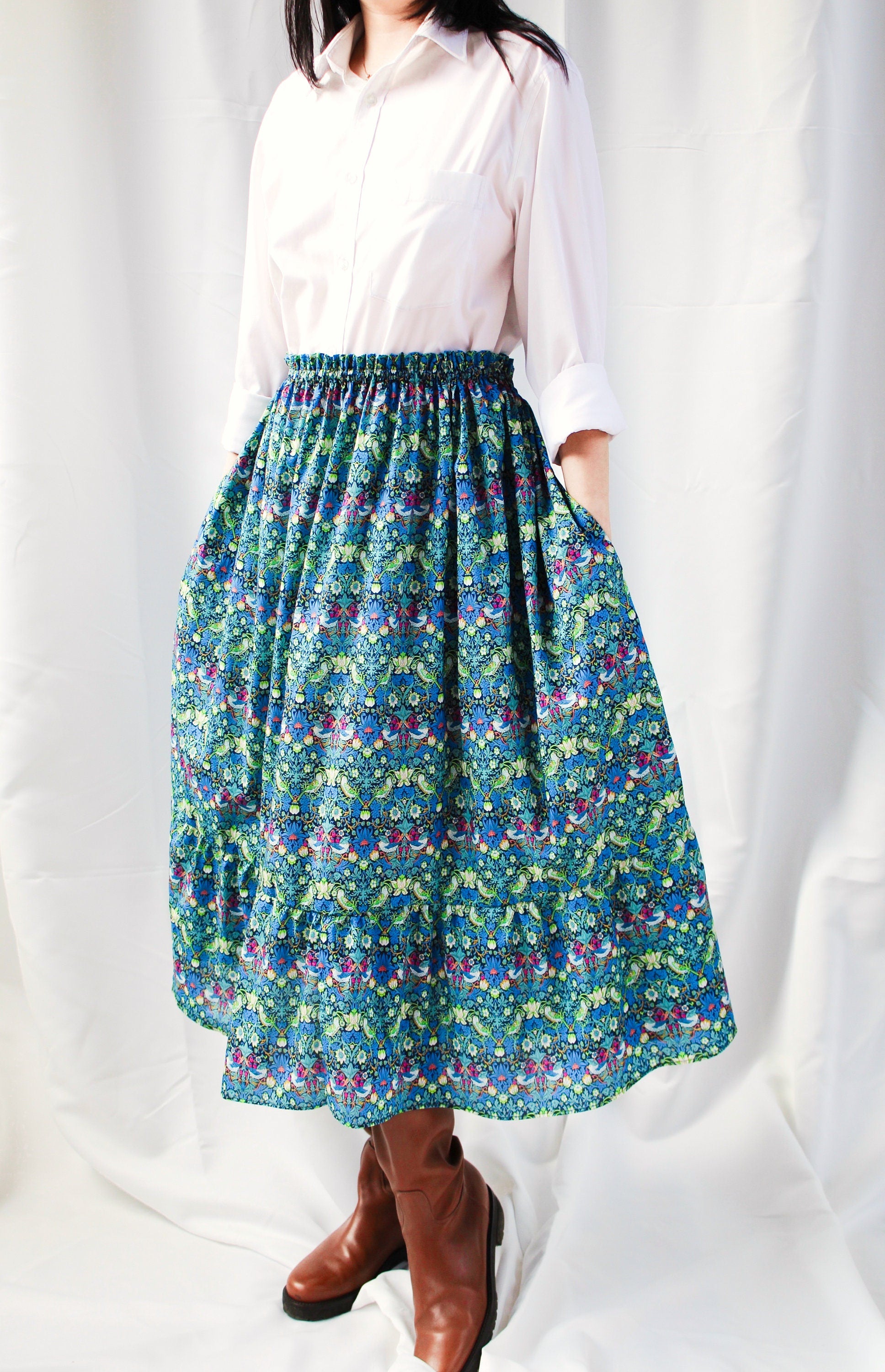 LIBERTY Midi Ruffle Skirt - Tiered Midi Skirt - Liberty of London Woman Midi Skirt - Liberty Print Fabric