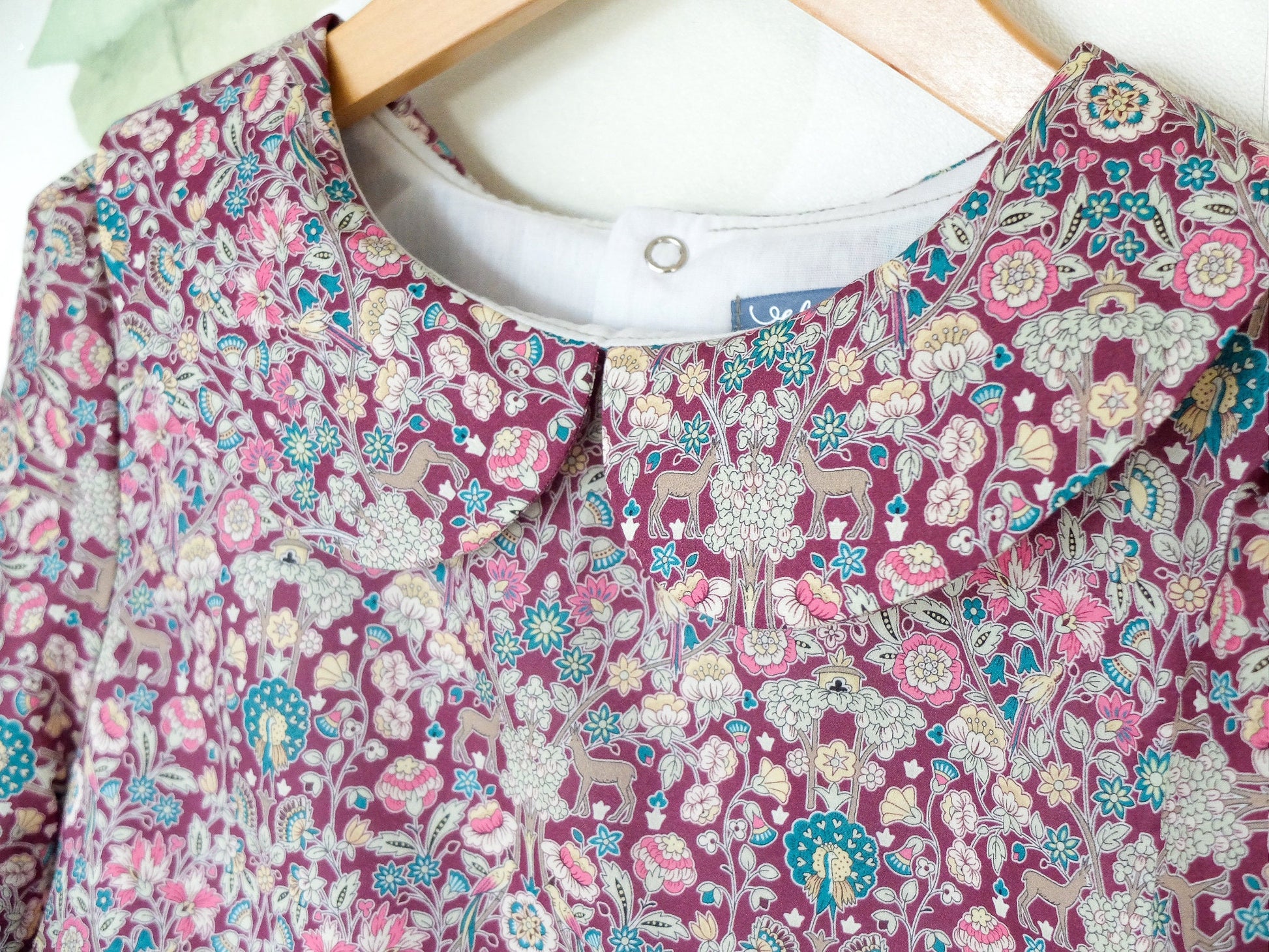Peter Pan Collar Little Girl Blouse - Liberty Of London Floral Print Fabric - Long Sleeves Girl Blouse - Botanical Ditsy Flower Baby Blouse