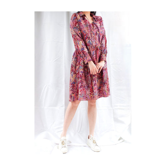 Liberty of London women dress maxi midi mid length tana lawn cotton floral animal print button through puffy short long half 3/4 sleeves sleeveless Peter Pan collar ruffle V-neck pussy bow tie classic daily wear elegant classy sexy  summer autumn