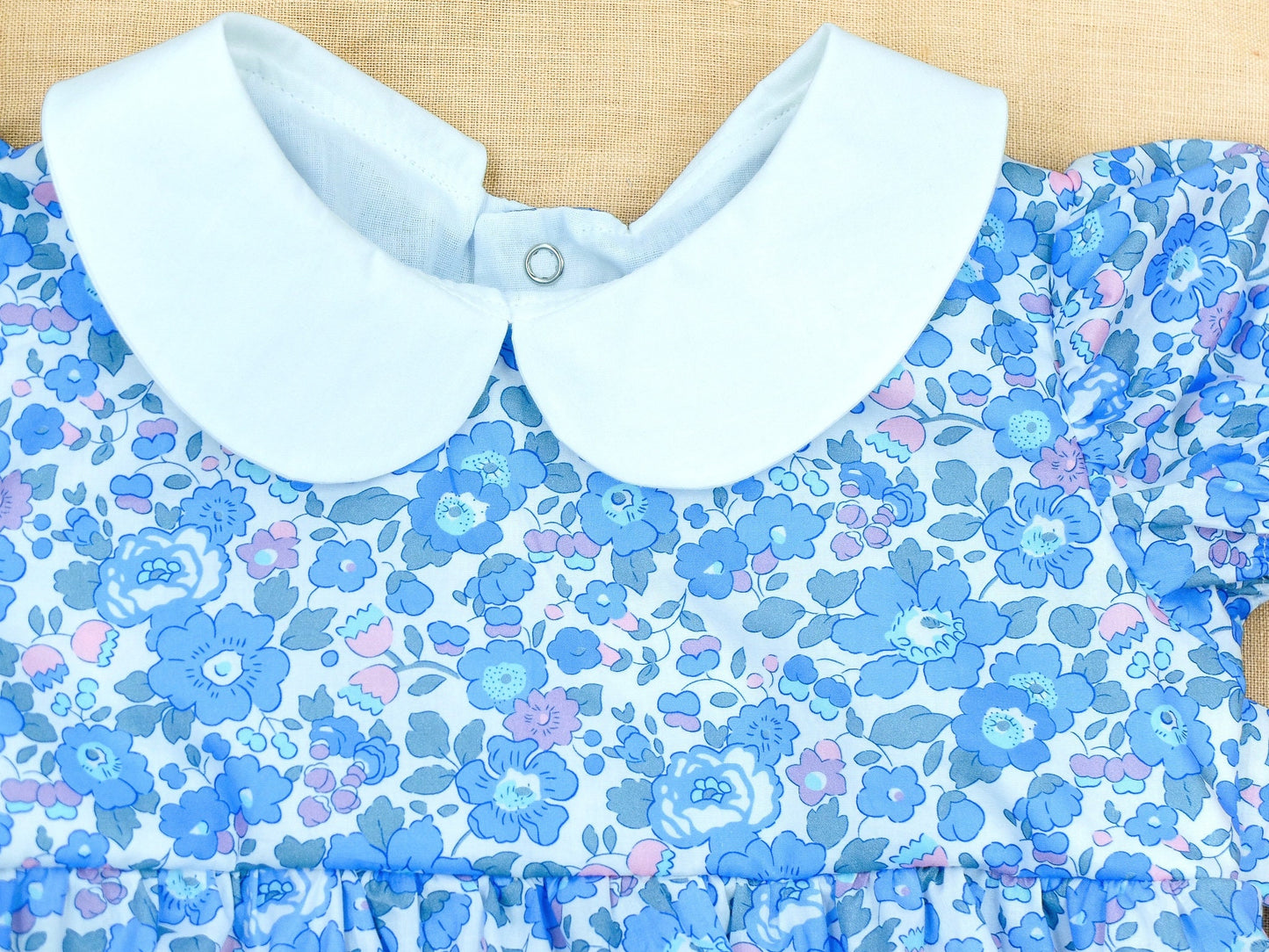 Peter Pan collar Bubble Romper - Liberty of London Floral Print baby romper - First Birthday Gift - Christening Outfit - New Born gift