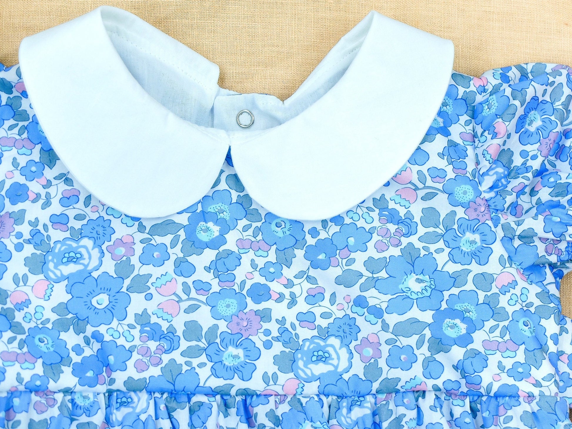 Peter Pan collar Bubble Romper - Liberty of London Floral Print baby romper - First Birthday Gift - Christening Outfit - New Born gift