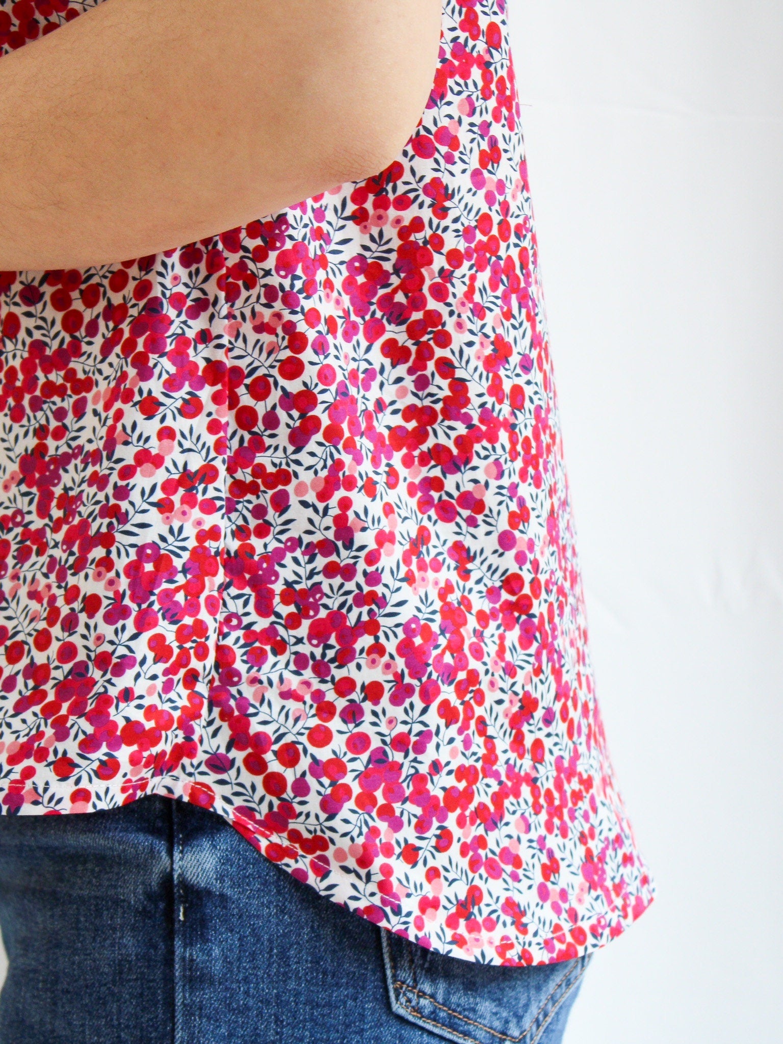 SAMPLE SALE - Liberty London Floral Blouse | Womens Collar Blouse | Floral Tank Top | Sleeveless Blouse | Flower Print Cotton Blouse