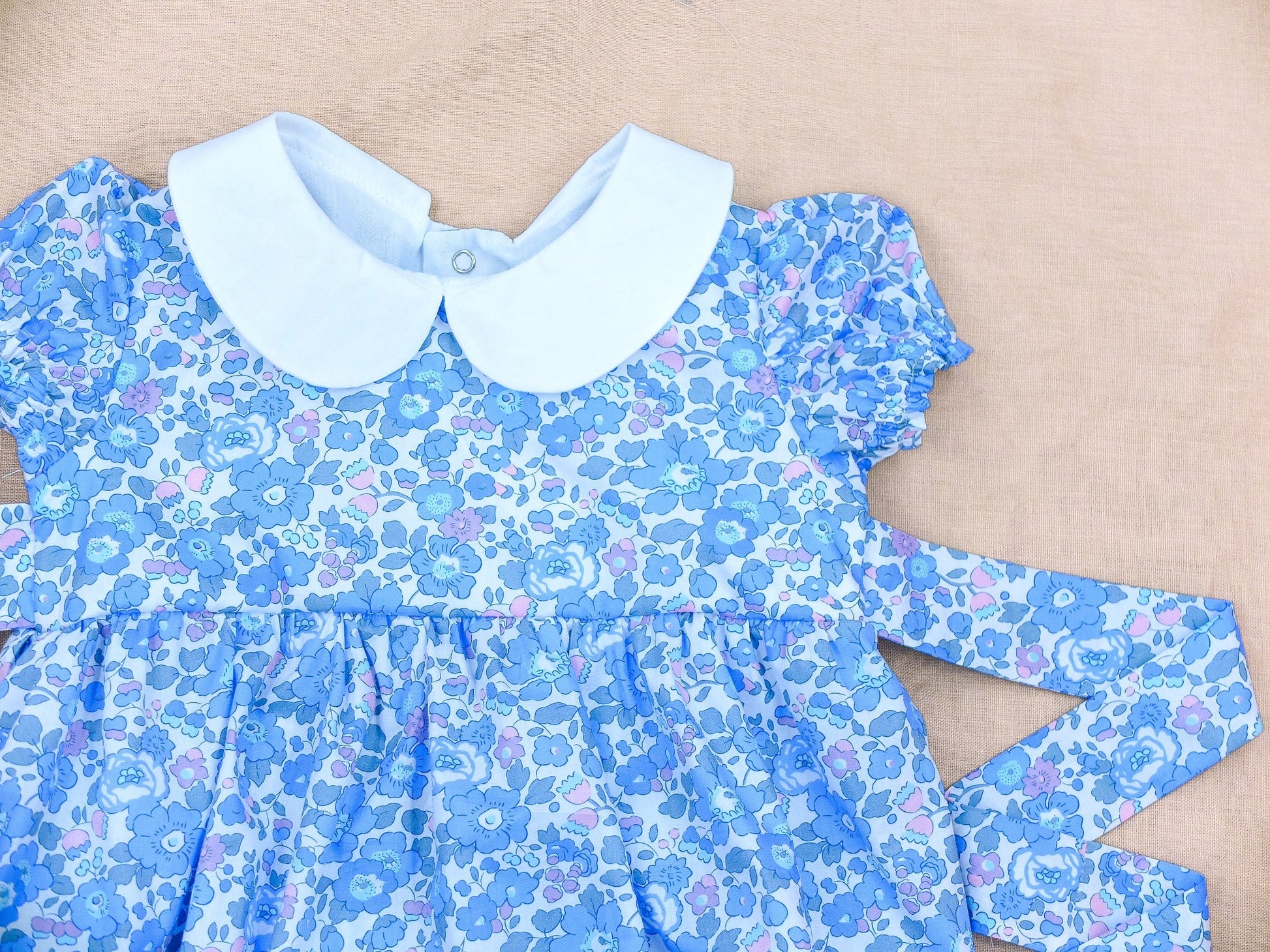 Peter Pan collar Bubble Romper - Liberty of London Floral Print baby romper - First Birthday Gift - Christening Outfit - New Born gift