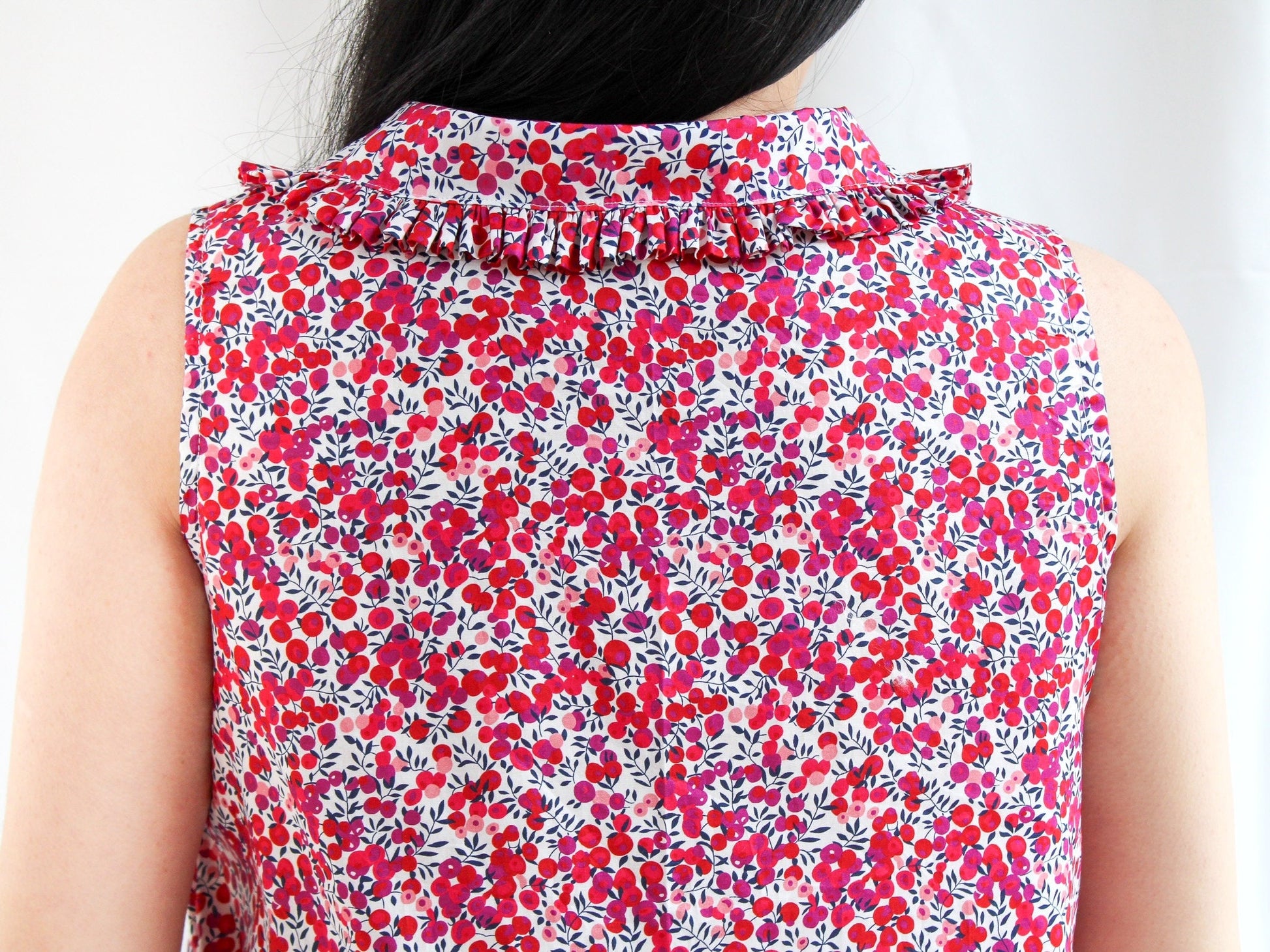 SAMPLE SALE - Liberty London Floral Blouse | Womens Collar Blouse | Floral Tank Top | Sleeveless Blouse | Flower Print Cotton Blouse