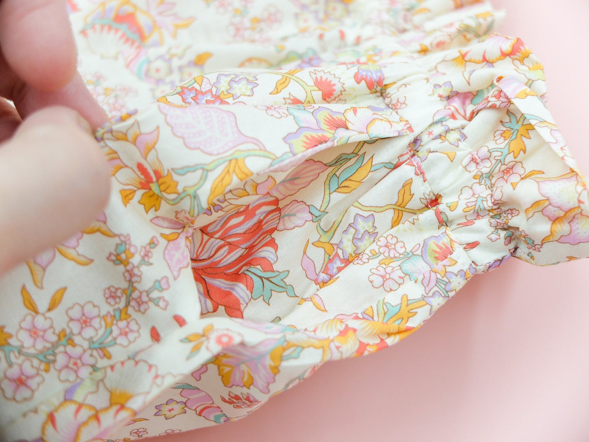 Ruffle Waist Cotton Kid Pants - Liberty of London Floral Print trousers - Children Pants with Pockets - Baby Girl Cotton Tana Lawn Pants