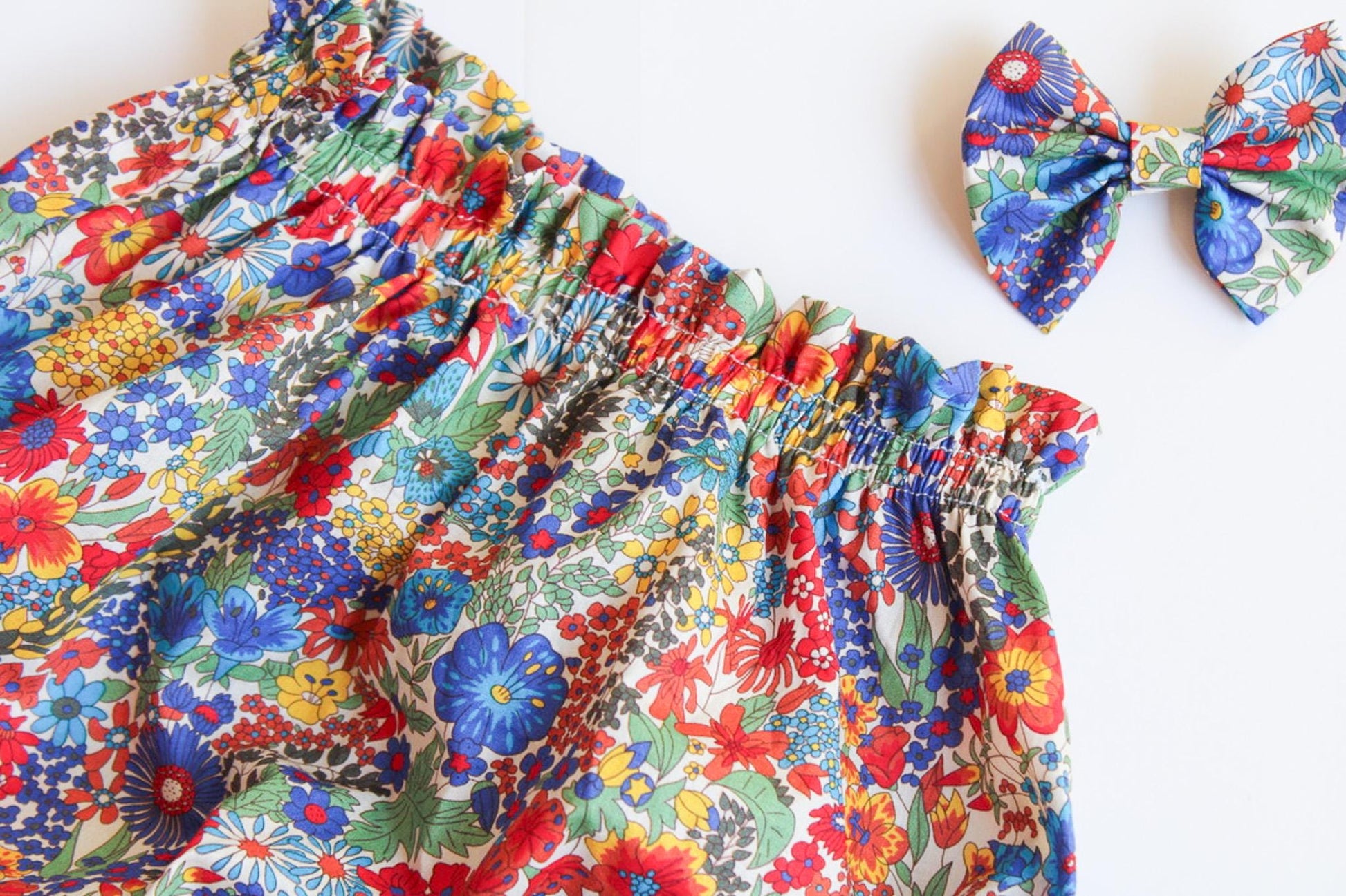 SET Top and bloomer for baby girl - Liberty of London Floral Print Fabric - Ruffle Cotton Flower Blouse - Liberty Print Floral Bloomer