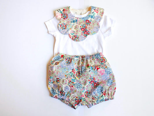 Liberty London Baby Set: Floral Bib & Bloomer, Newborn Gift