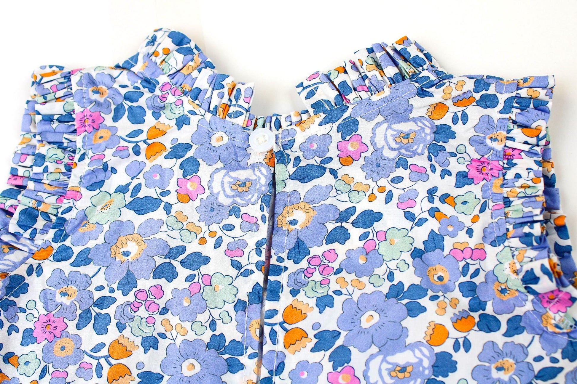 Ruffle Collar Girl Blouse - Liberty of London Floral Print Fabric - Sleeveless Girl Top - Ditsy Flower Blouse - Liberty London Print Fabric