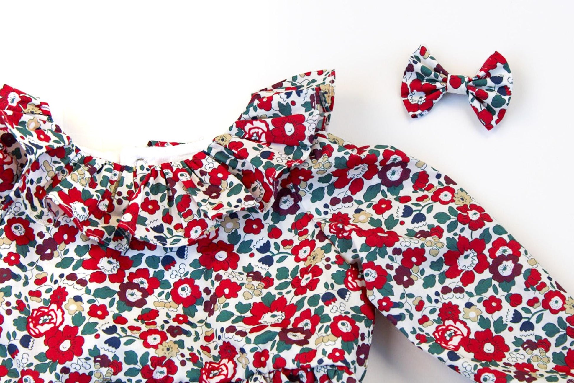 CHRISTMAS Baby Bubble Romper - Liberty of London Baby Romper - Long Sleeves Bubble - Christmas baby gift - Christmas baby - Liberty Dress