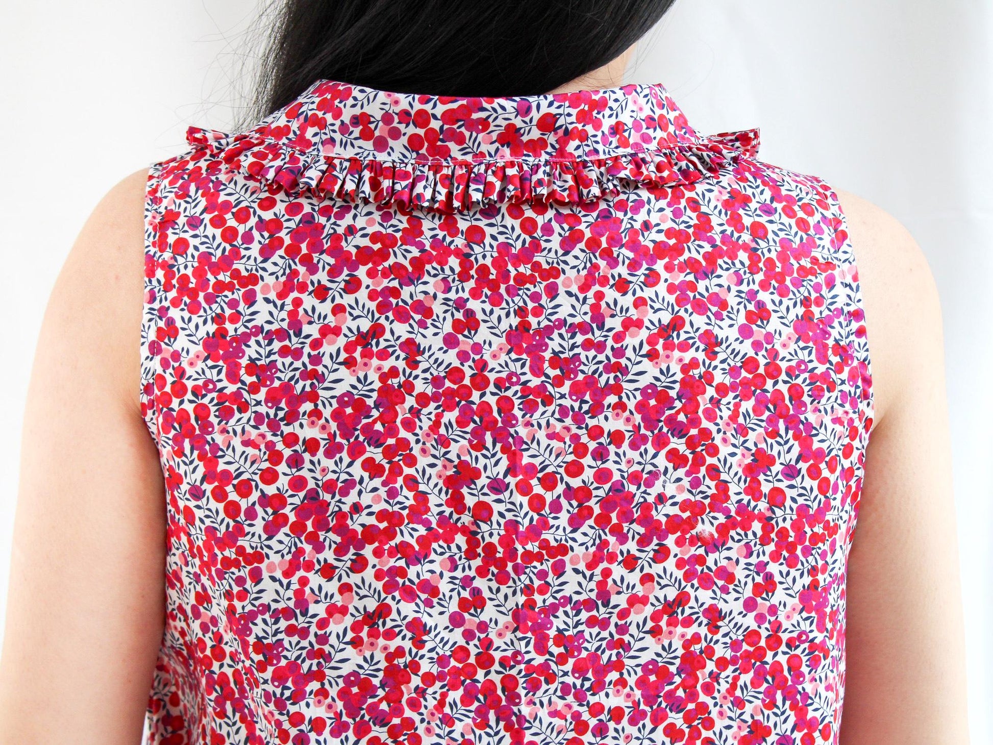 Liberty Fabric Blouse, Sleeveless Blouse, Liberty of London, Liberty Floral Blouse, Pretty Ditsy Blouse, Peter Pan Collar, Ruffle Collar Top