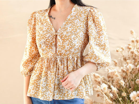 Liberty of London Woman V Neck Peplum Blouse