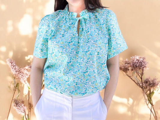 Liberty of London Woman Ruffle Collar Top With Short Sleeve