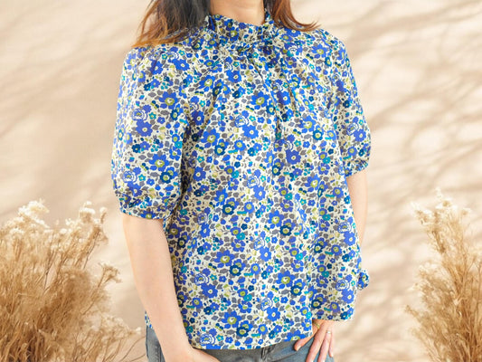 Liberty of London Woman Ruffle Collar Top With Short Sleeve