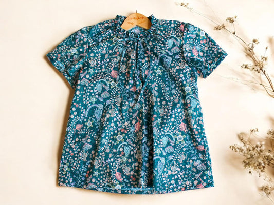 Liberty of London Woman Ruffle Collar Top With Short Sleeve