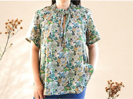 Liberty of London Woman Ruffle Collar Top With Short Sleeve
