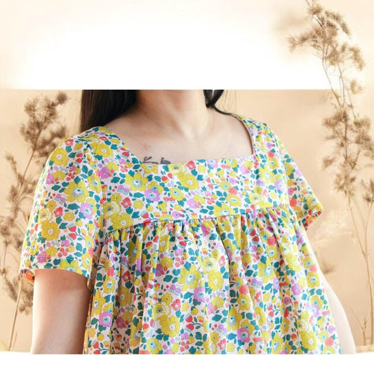 Liberty of London Woman Square Neck Blouse With Short Sleeves