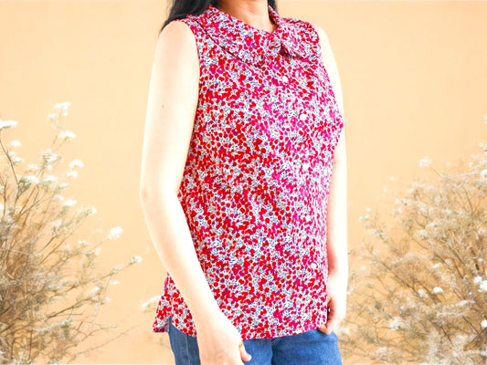 Liberty Fabric Blouse, Sleeveless Blouse, Liberty of London, Liberty Floral Blouse, Pretty Ditsy Blouse, Peter Pan Collar, Ruffle Collar Top