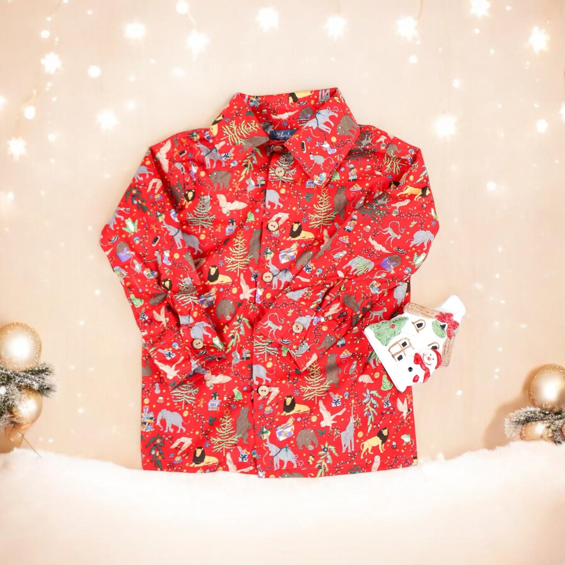 CHRISTMAS Liberty Boy Shirt - Liberty of London Button Up boy shirt - Long Sleeve Boy Shirt - Liberty Boy Clothes - Christmas gift for Boys
