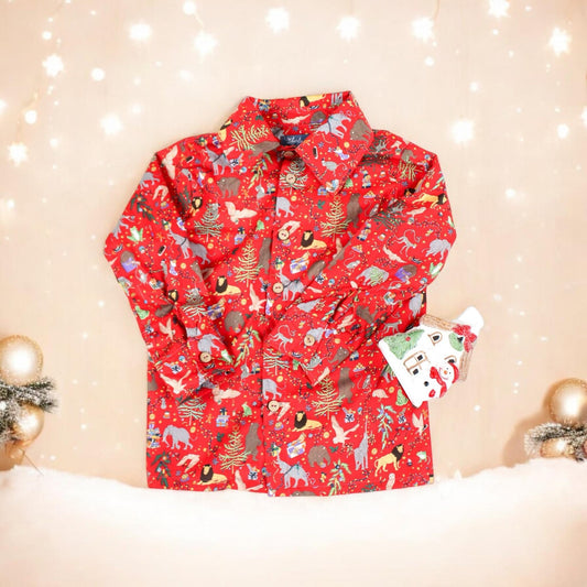 CHRISTMAS Liberty Boy Shirt - Liberty of London Button Up boy shirt - Long Sleeve Boy Shirt - Liberty Boy Clothes - Christmas gift for Boys